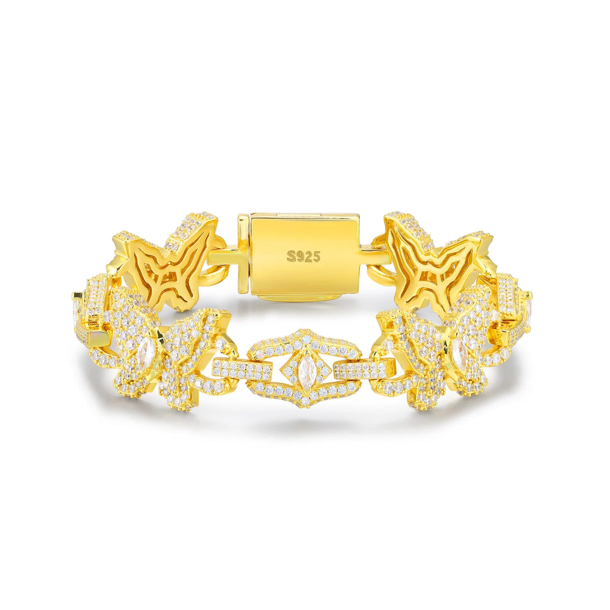15mm VVS1 Moissanite Butterfly Link Chain Bracelet | 925 Sterling Silver | GRA Certified | Passes Diamond Tester