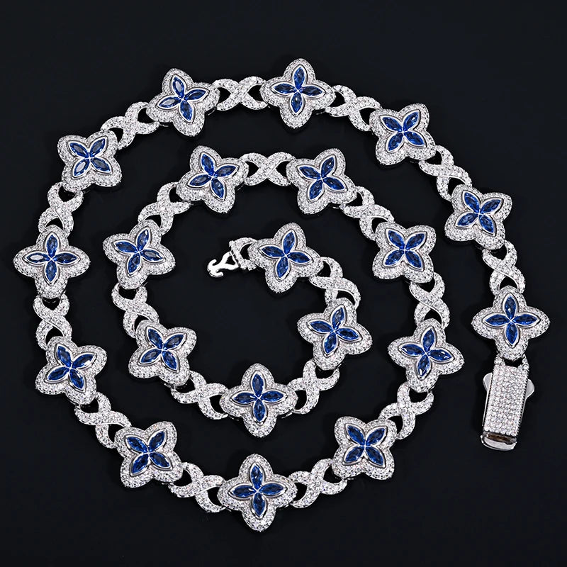 16mm VVS1 Moissanite Infinity Clover Cuban Link Chain | 925 Sterling Silver | GRA Certified | Passes Diamond Tester