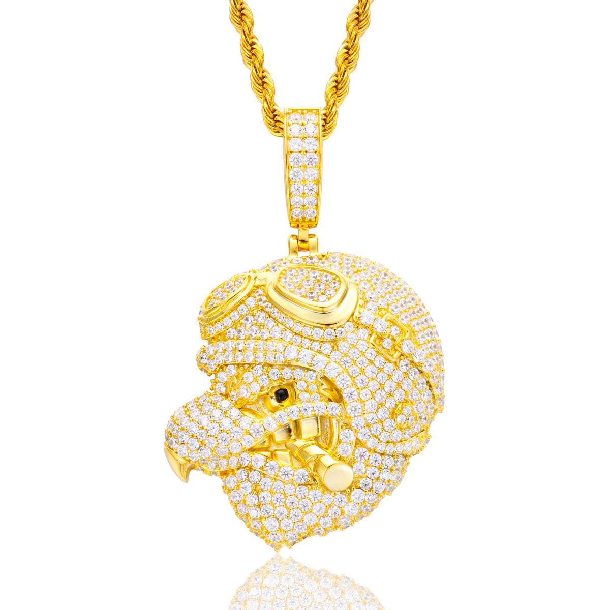 VVS1 Moissanite Ace Pilot Bald Eagle Pendant | 925 Sterling Silver | GRA Certified | Passes Diamond Tester