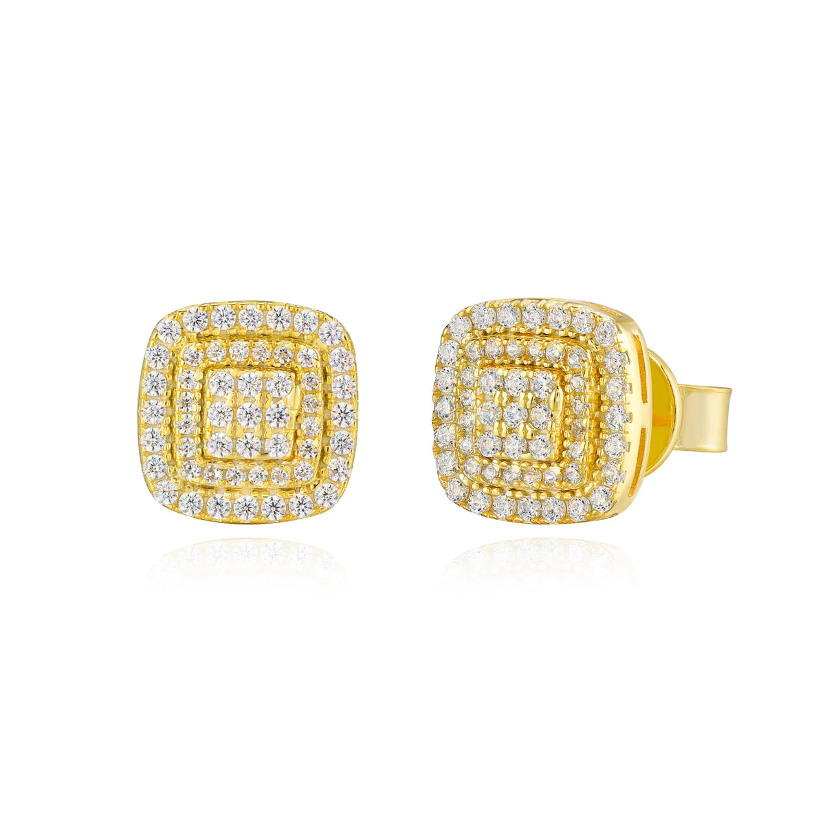 VVS1 Moissanite 3-Layer Square Stud Earrings | 925 Sterling Silver | GRA Certified | Passes Diamond Tester