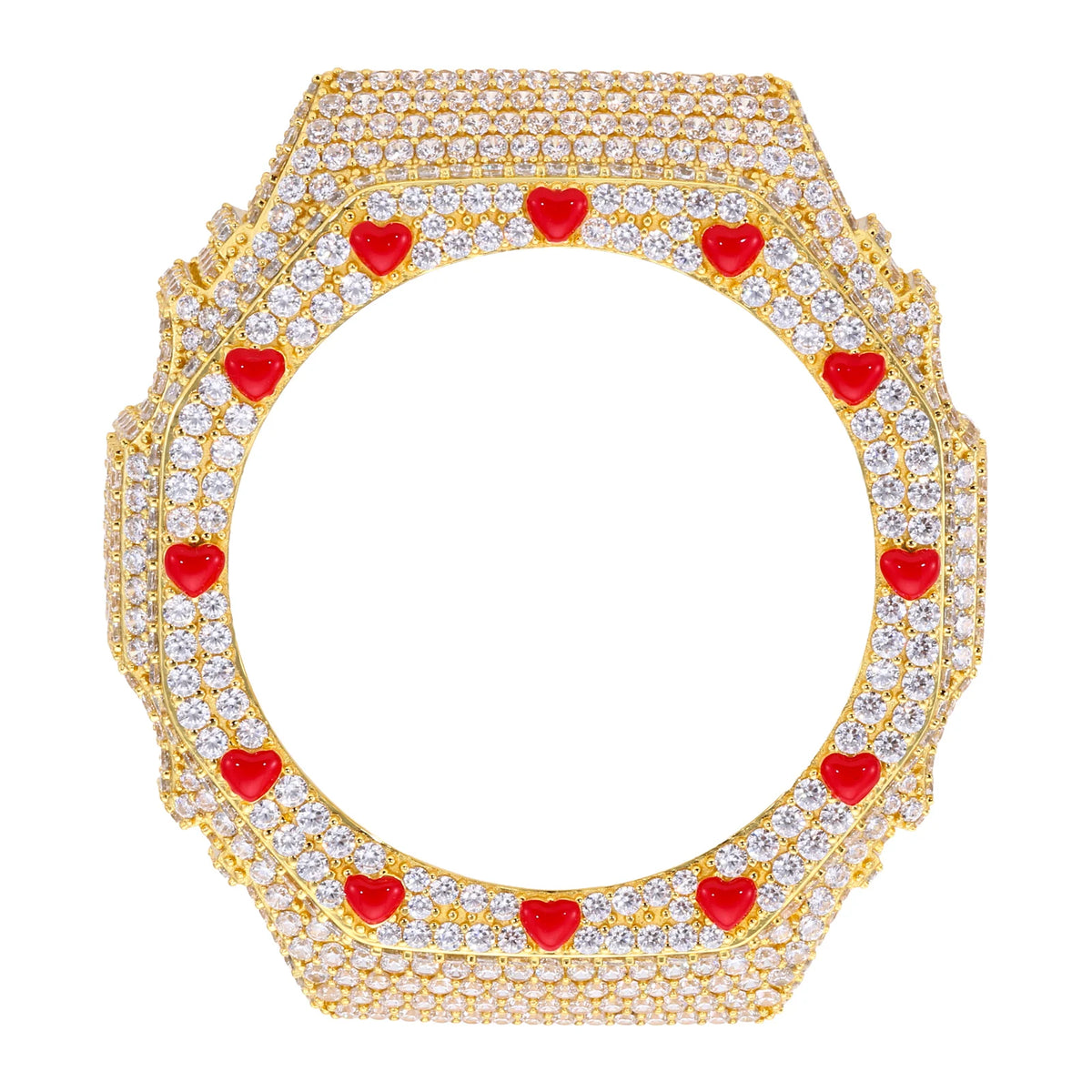 GA2100 G-Shock Buss Down VVS1 Moissanite Red Enamel Heart Watch Case | Passes Diamond Tester