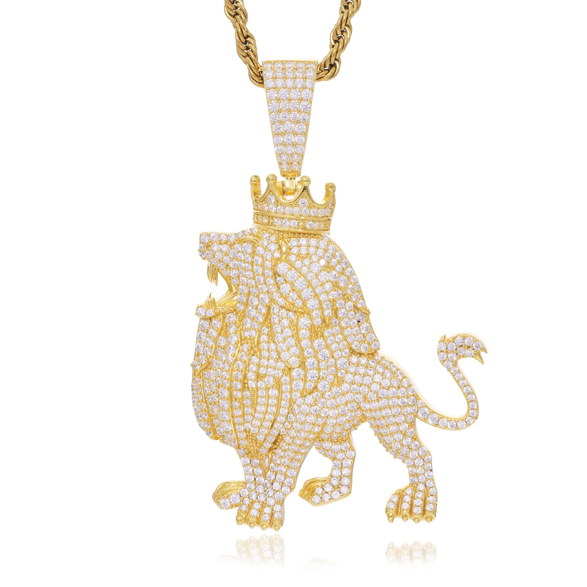 VVS1 Moissanite Roaring Lion King Pendant | GRA Certified | Passes Diamond Tester