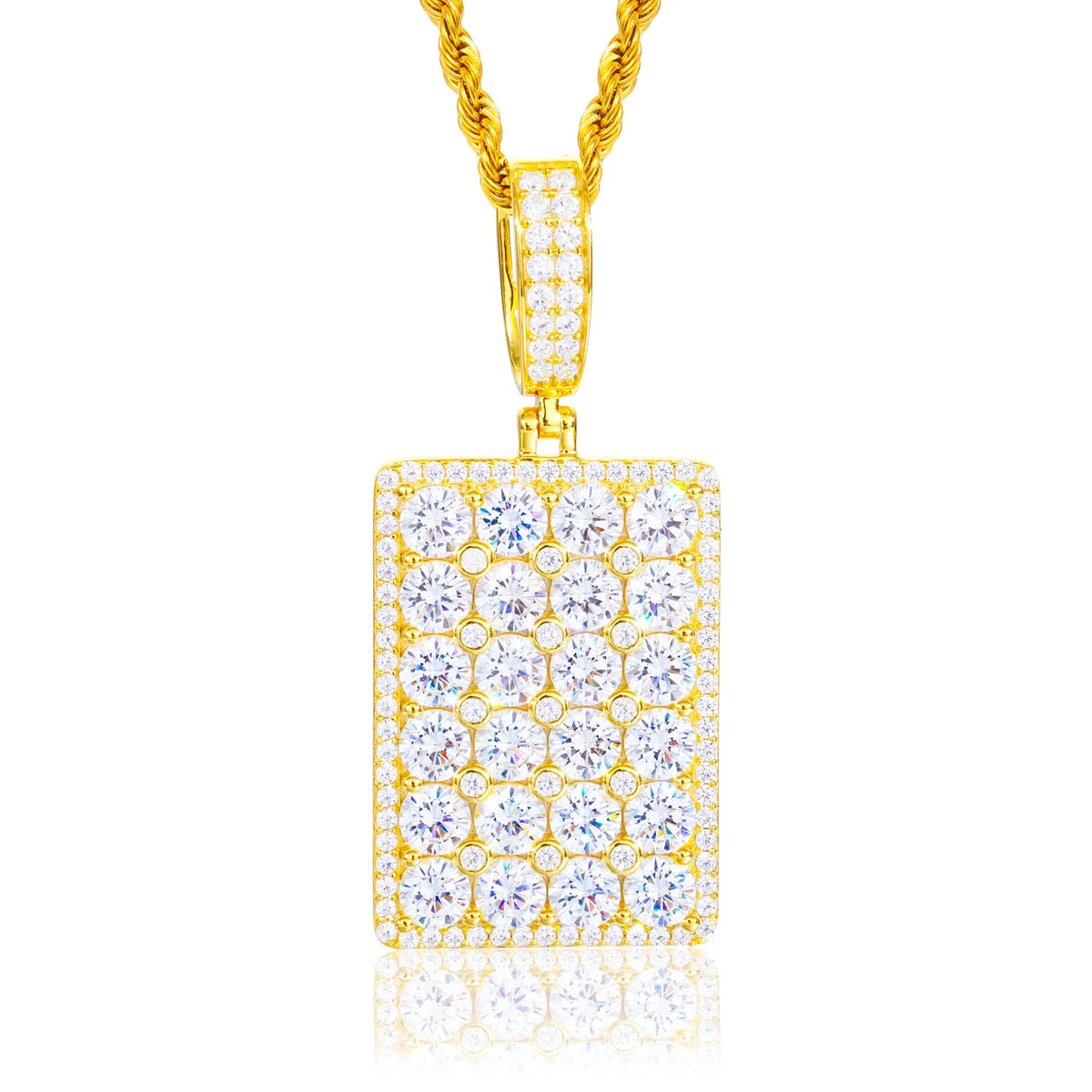 VVS1 Moissanite Square Dog Tag Pendant | 925 Sterling Silver | GRA Certified | Passes Diamond Tester
