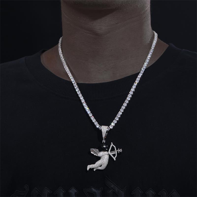 VVS1 Moissanite Masked Angel Pendant Necklace – 925 Sterling Silver