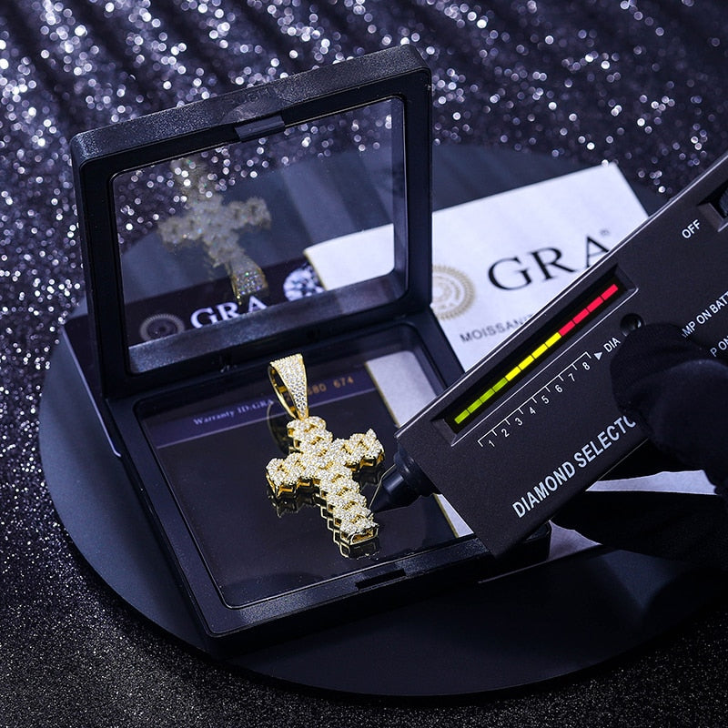 VVS1 Moissanite Cross Pendant Necklace – 925 Sterling Silver