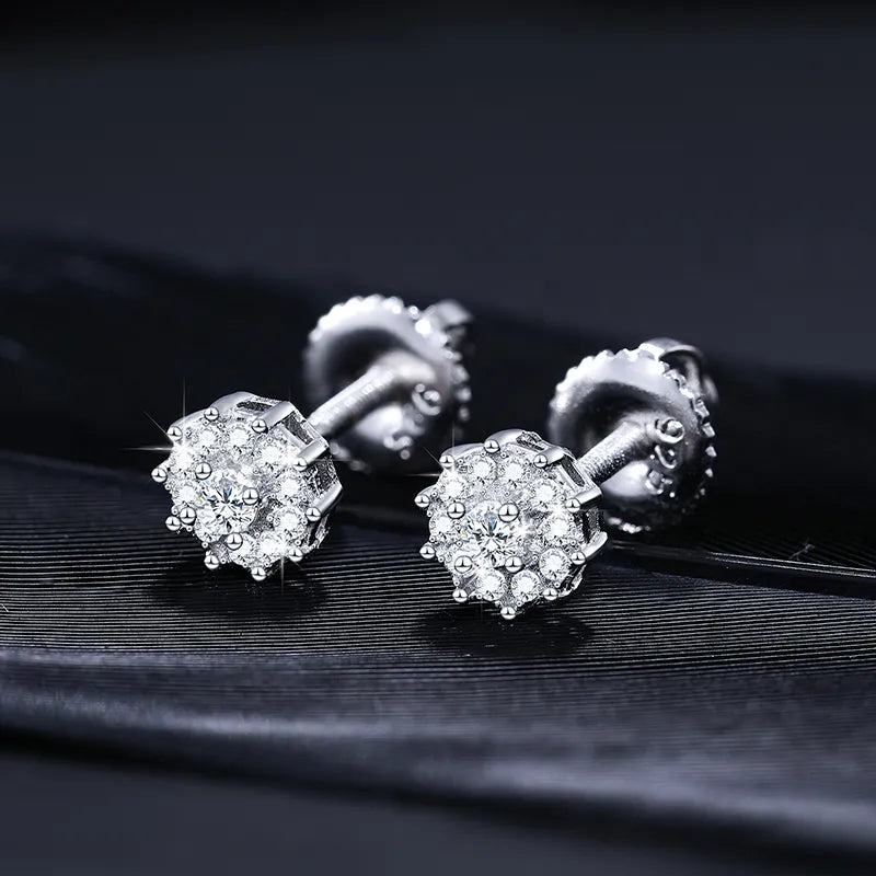 VVS1 Moissanite Flower Stud Earrings – 925 Sterling Silver