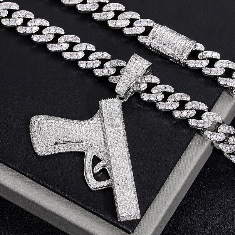 VVS1 Moissanite Gun Pendant Necklace – 925 Sterling Silver