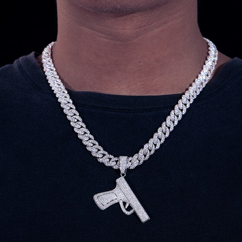 VVS1 Moissanite Gun Pendant Necklace – 925 Sterling Silver
