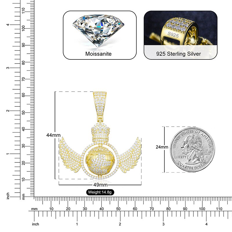 VVS1 Moissanite Globe Pendant Necklace – 925 Sterling Silver