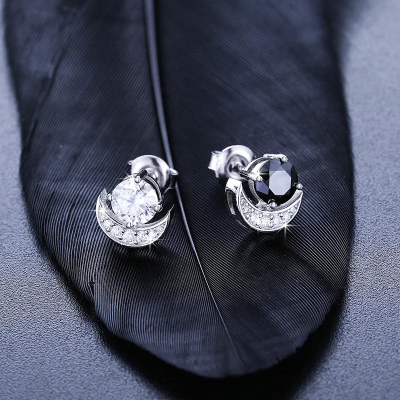 VVS1 Moissanite Crescent Moon Earrings – 925 Sterling Silver