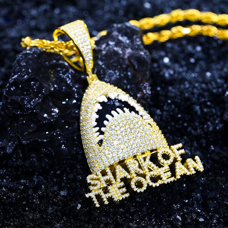 VVS1 Moissanite Shark of the Ocean Pendant Necklace – 925 Sterling Silver