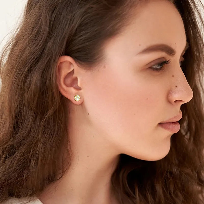 VVS1 Moissanite Flower Stud Earrings – 925 Sterling Silver