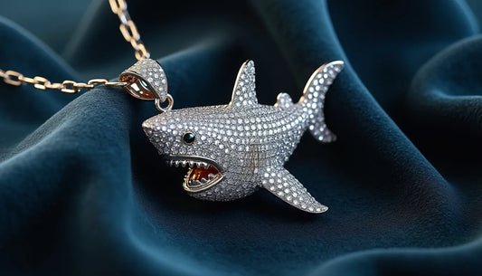 Discover the allure of the Moissanite Big Mouth Shark Necklace, a stunning statement piece crafted w