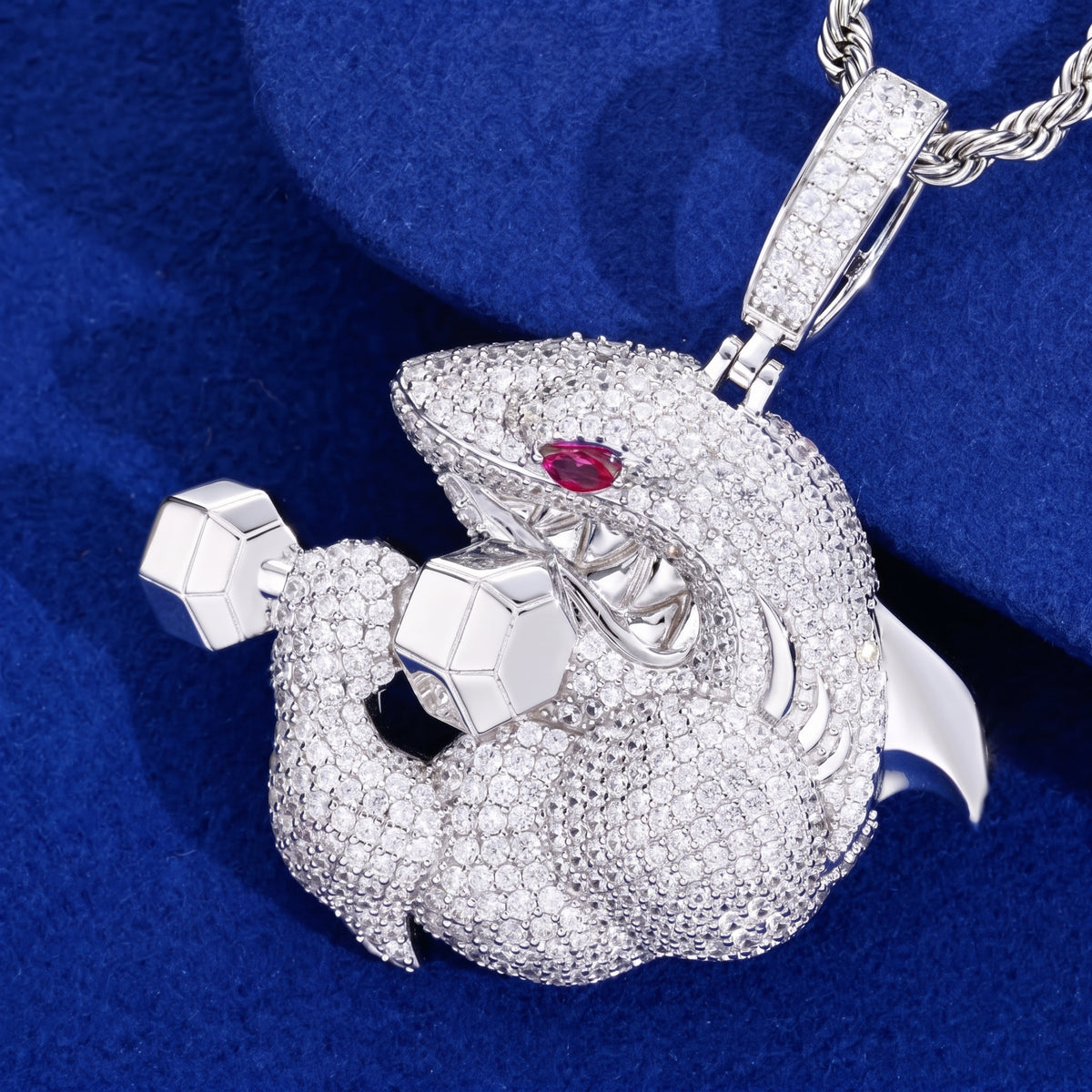 VVS1 Moissanite Iced Out Fitness Pendant | 925 Sterling Silver | GRA Certified | Passes Diamond Tester