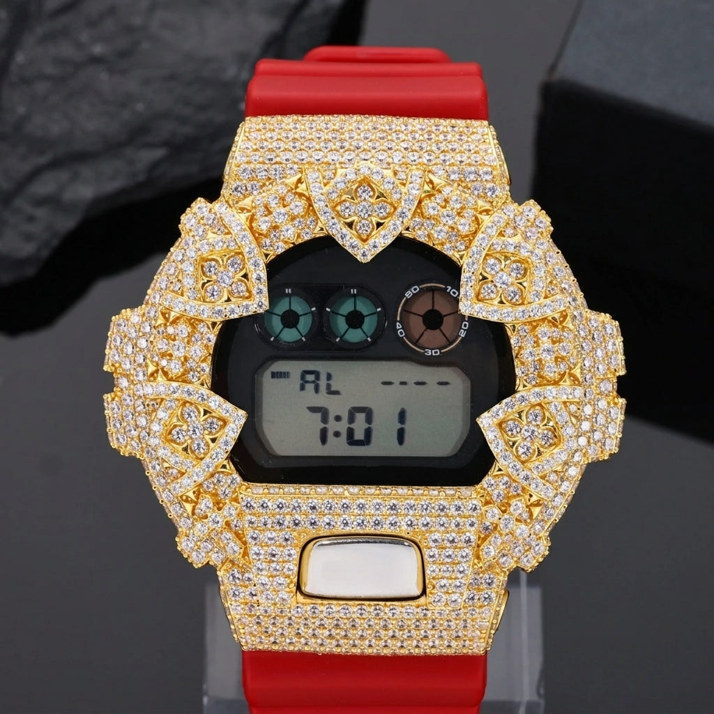DW6900 G-Shock Four Leaf Clover Buss Down Bezel Watch Case | VVS1 Moissanite, GRA Certified