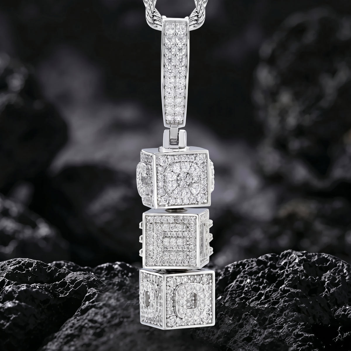 VVS1 Moissanite Rotatable CEO Dice Pendant | 925 Sterling Silver | GRA Certified | Passes Diamond Tester