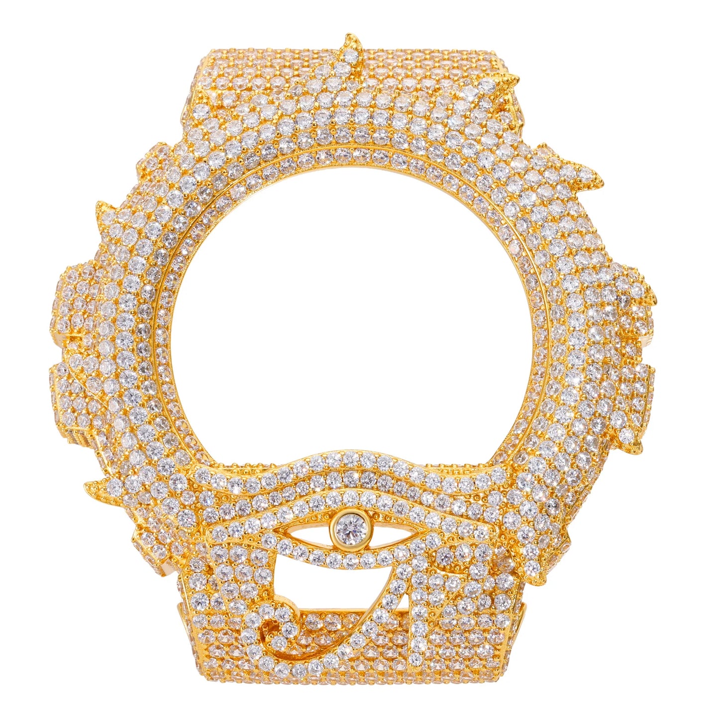 Iced Out Evil Eye & Sun Flame VVS1 Moissanite Watch Bezel for DW6900 | Buss Down | GRA Certified