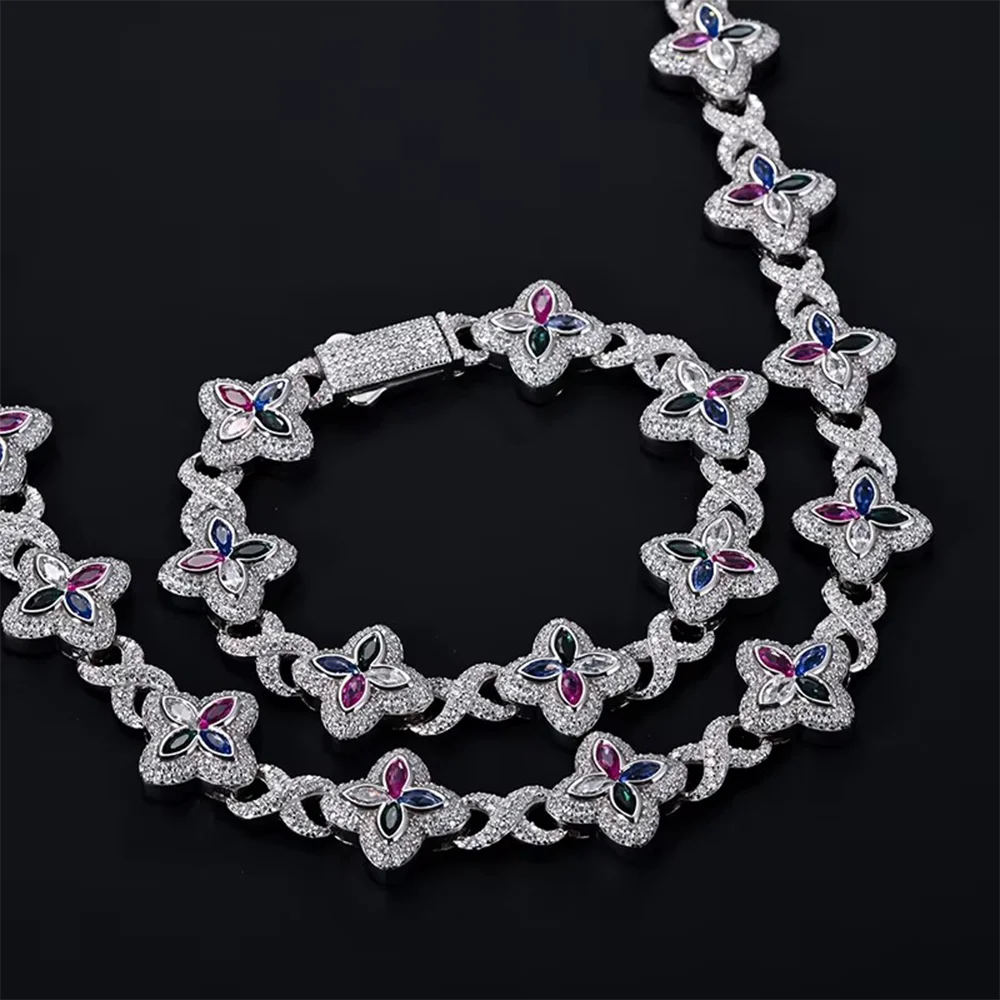 16mm VVS1 Moissanite Infinity Clover Cuban Link Chain | 925 Sterling Silver | GRA Certified | Passes Diamond Tester