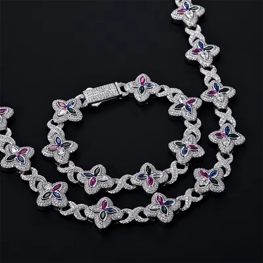 16mm VVS1 Moissanite Infinity Clover Cuban Link Chain | 925 Sterling Silver | GRA Certified | Passes Diamond Tester