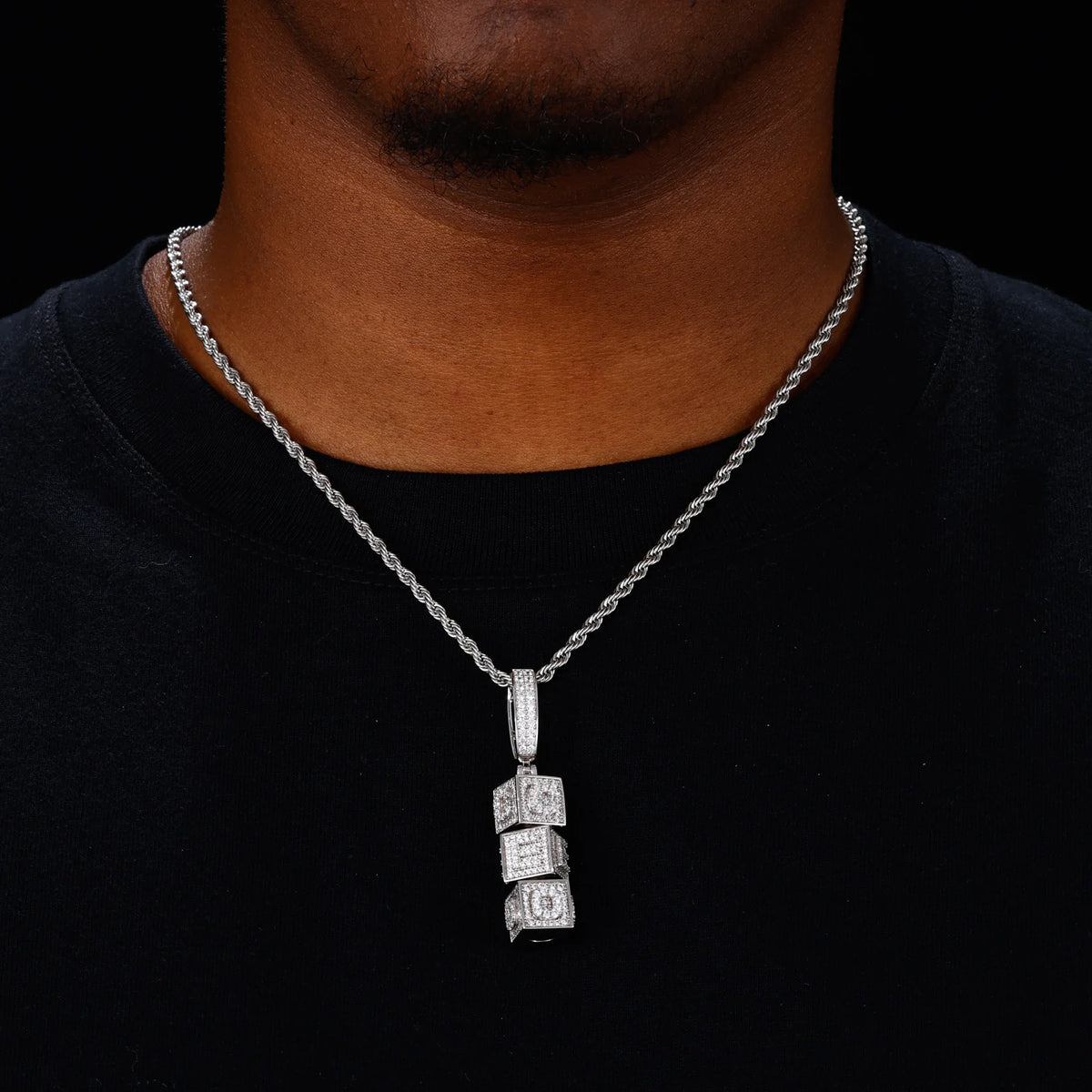 VVS1 Moissanite Rotatable CEO Dice Pendant | 925 Sterling Silver | GRA Certified | Passes Diamond Tester