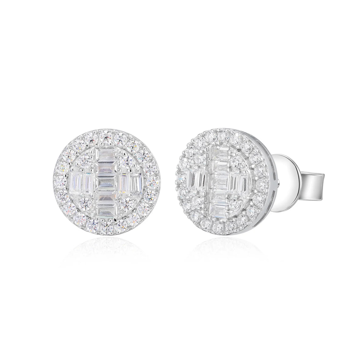 VVS1 Moissanite Baguette Cross Stud Earrings | 925 Sterling Silver | GRA Certified | Passes Diamond Tester