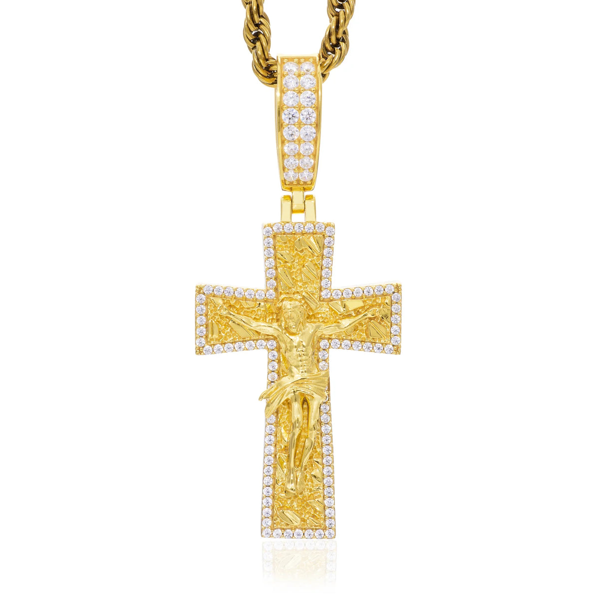 VVS1 Moissanite Crucifix Jesus Cross Pendant | 925 Sterling Silver | GRA Certified | Passes Diamond Tester