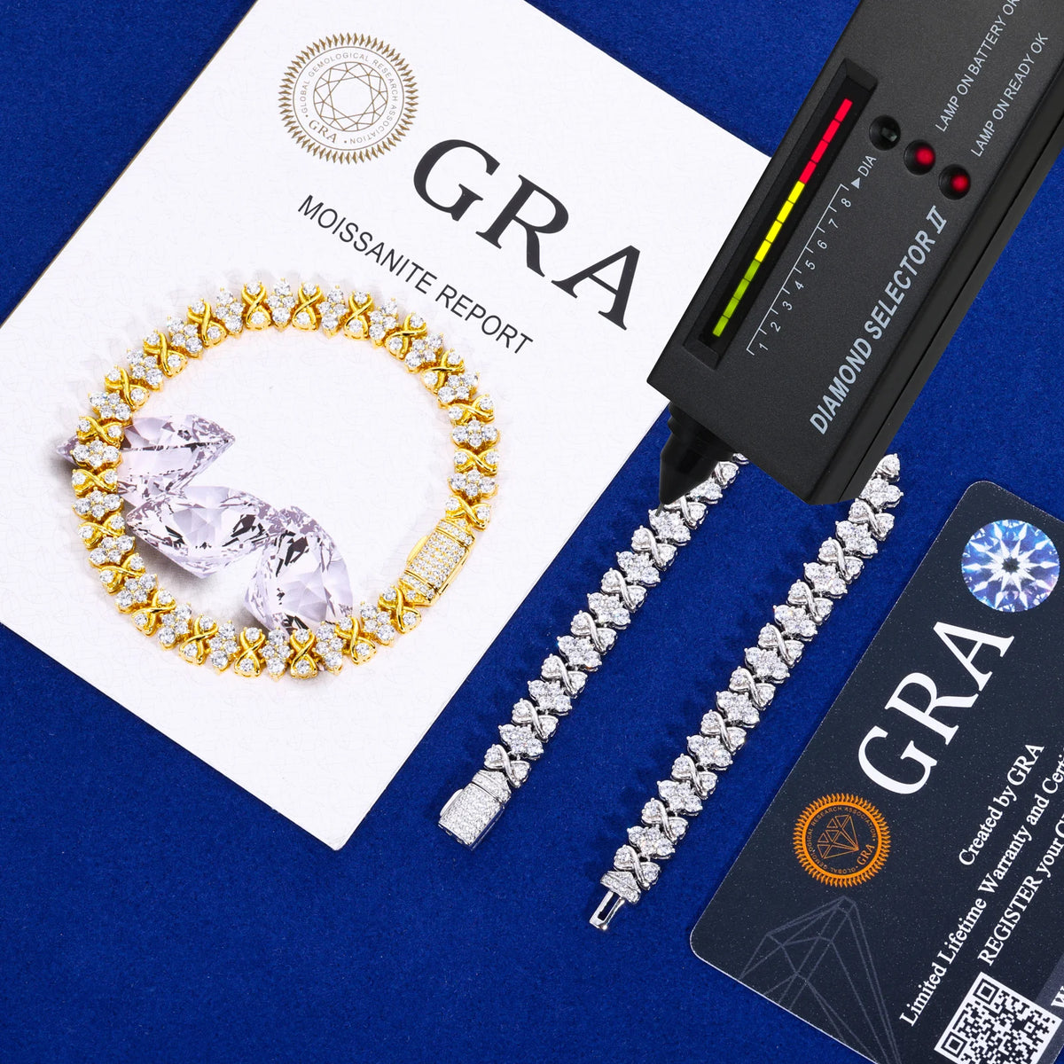 VVS1 Moissanite Infinity Star Chain Link Bracelet | 925 Sterling Silver | GRA Certified | Passes Diamond Tester