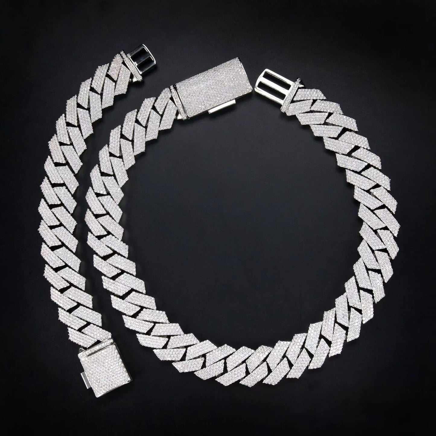 VVS1 Moissanite Cuban Chain Bracelet Necklace 925 Sterling Silver