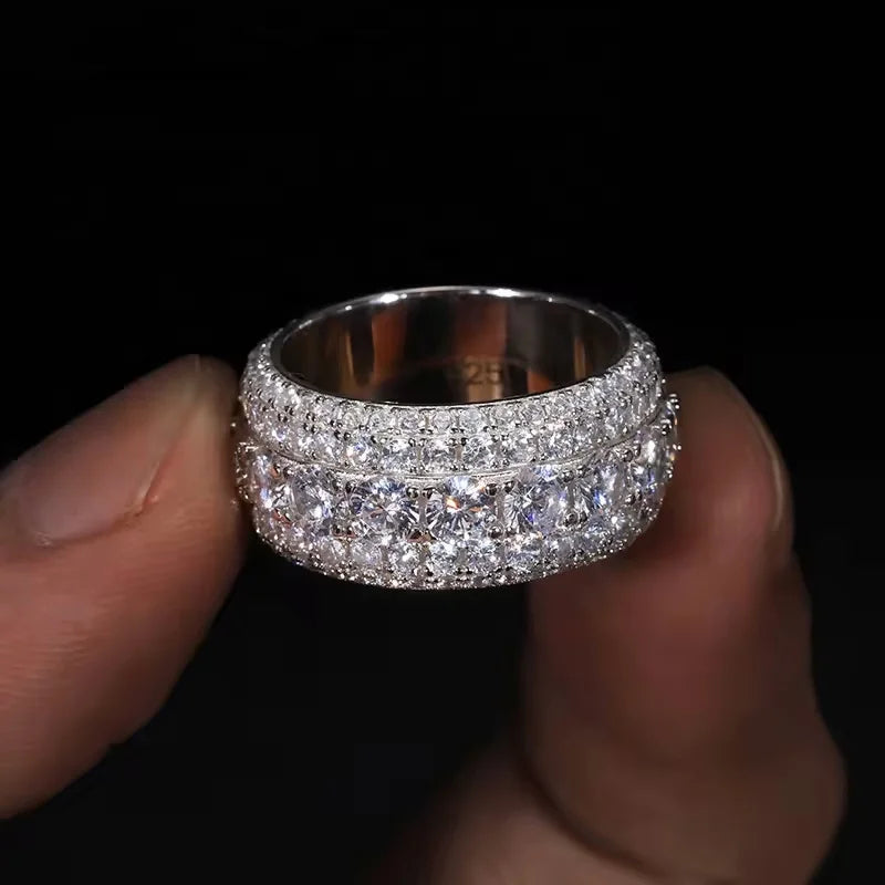 VVS1 Moissanite 5-Row Eternity Band Ring | 925 Sterling Silver | Passes Diamond Tester
