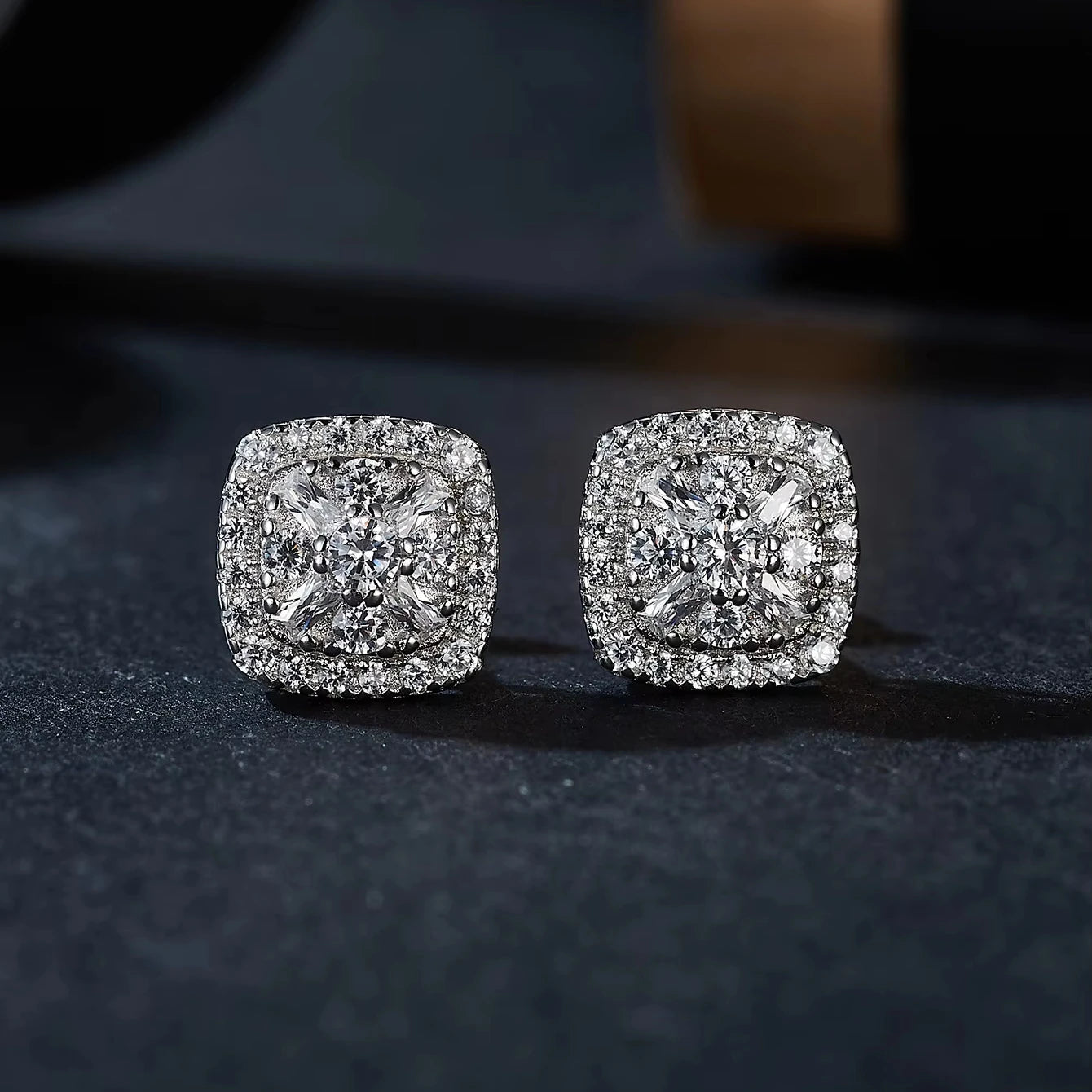 VVS1 Moissanite Stud Earrings | 925 Sterling Silver Rhodium Plated | Passes Diamond Tester