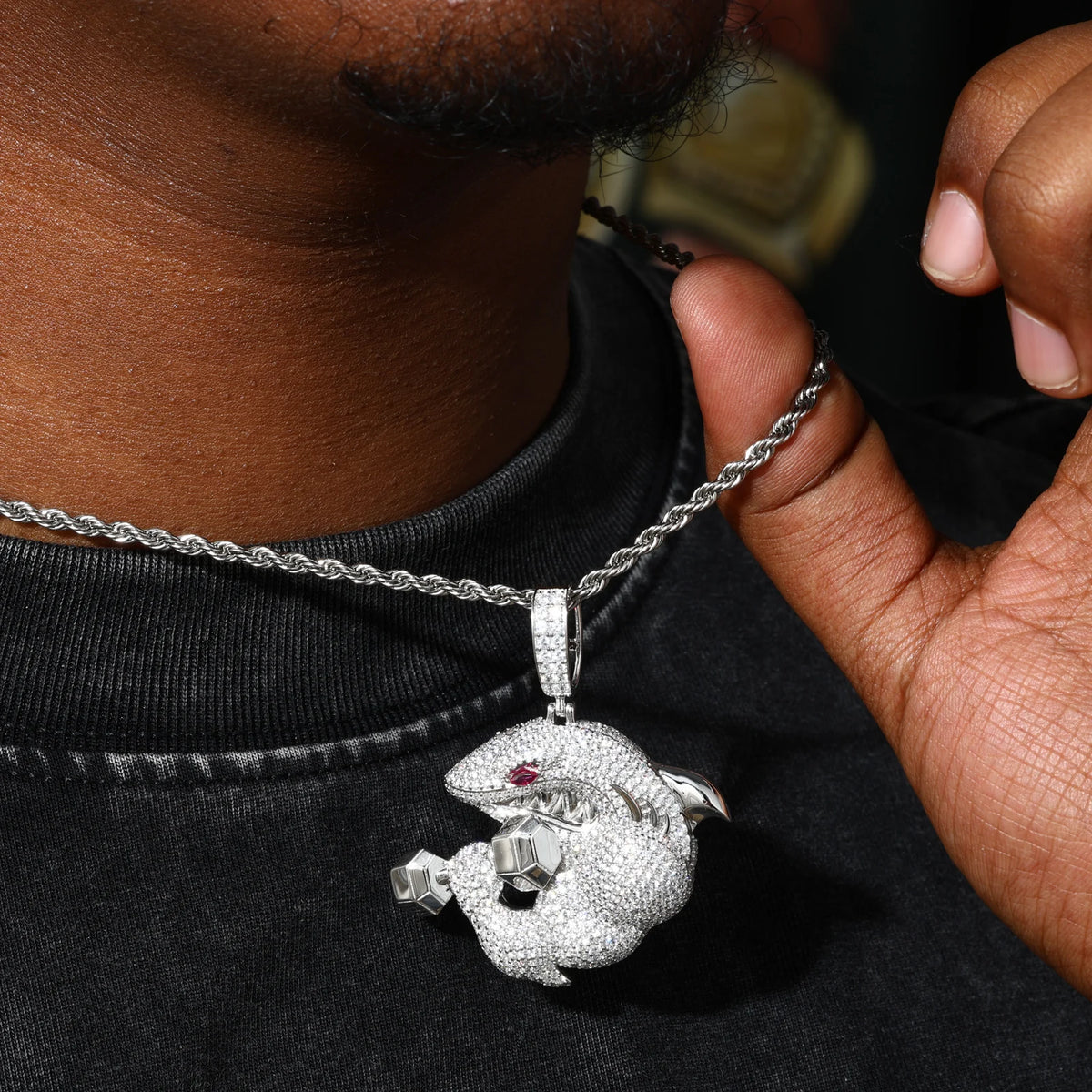 VVS1 Moissanite Iced Out Fitness Pendant | 925 Sterling Silver | GRA Certified | Passes Diamond Tester