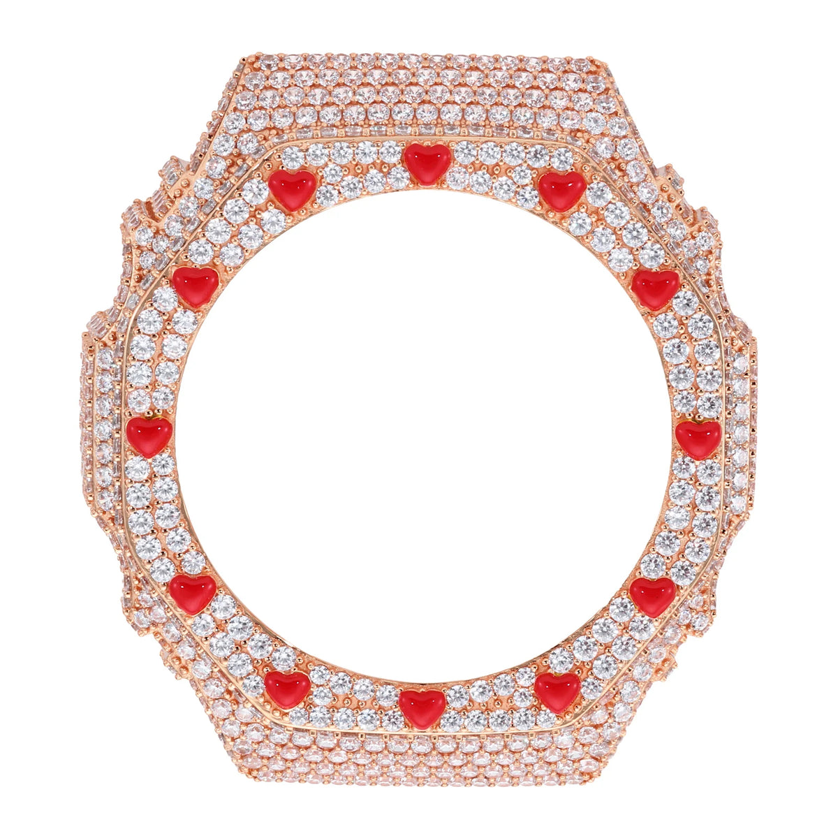 GA2100 G-Shock Buss Down VVS1 Moissanite Red Enamel Heart Watch Case | Passes Diamond Tester
