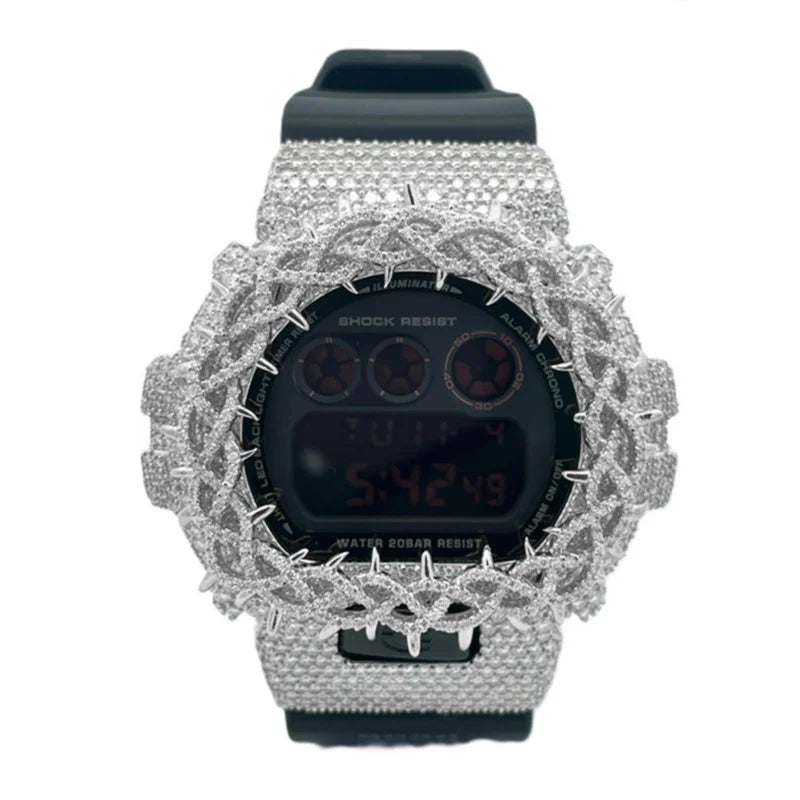 Buss Down DW6900 Thorns Watch Case | VVS1 Moissanite Iced Out Bezel | Passes Diamond Tester | GRA Certified | Hip Hop Jewelry