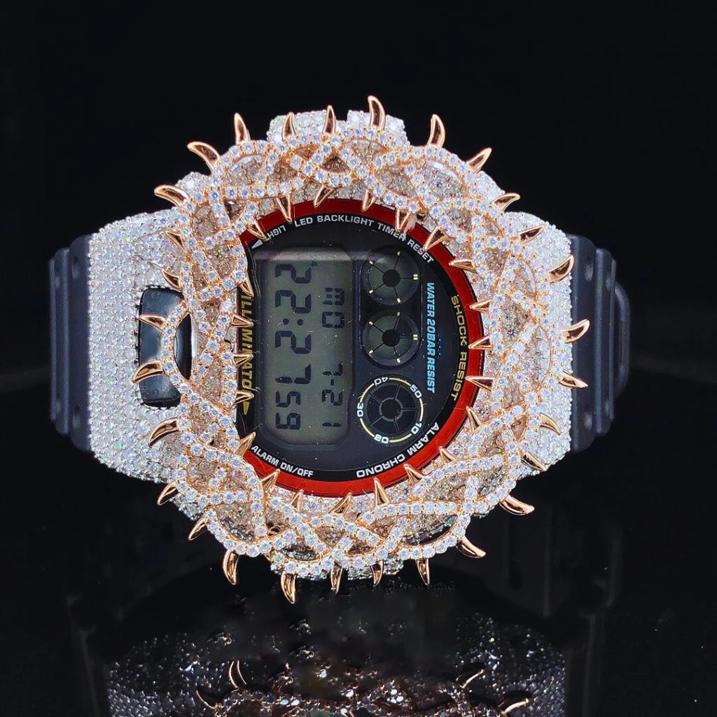 Buss Down DW6900 Thorns Watch Case | VVS1 Moissanite Iced Out Bezel | Passes Diamond Tester | GRA Certified | Hip Hop Jewelry