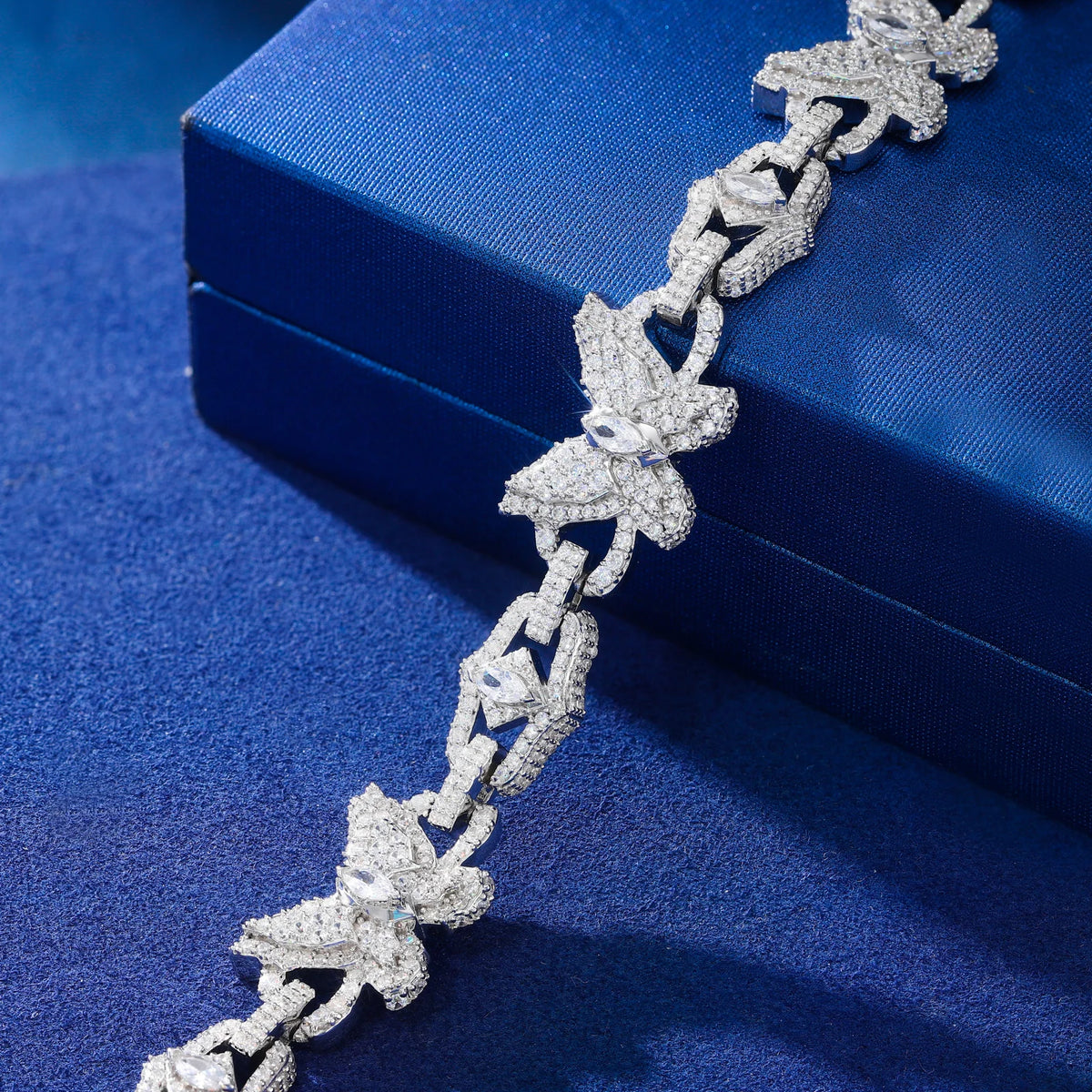 15mm VVS1 Moissanite Butterfly Link Chain Bracelet | 925 Sterling Silver | GRA Certified | Passes Diamond Tester