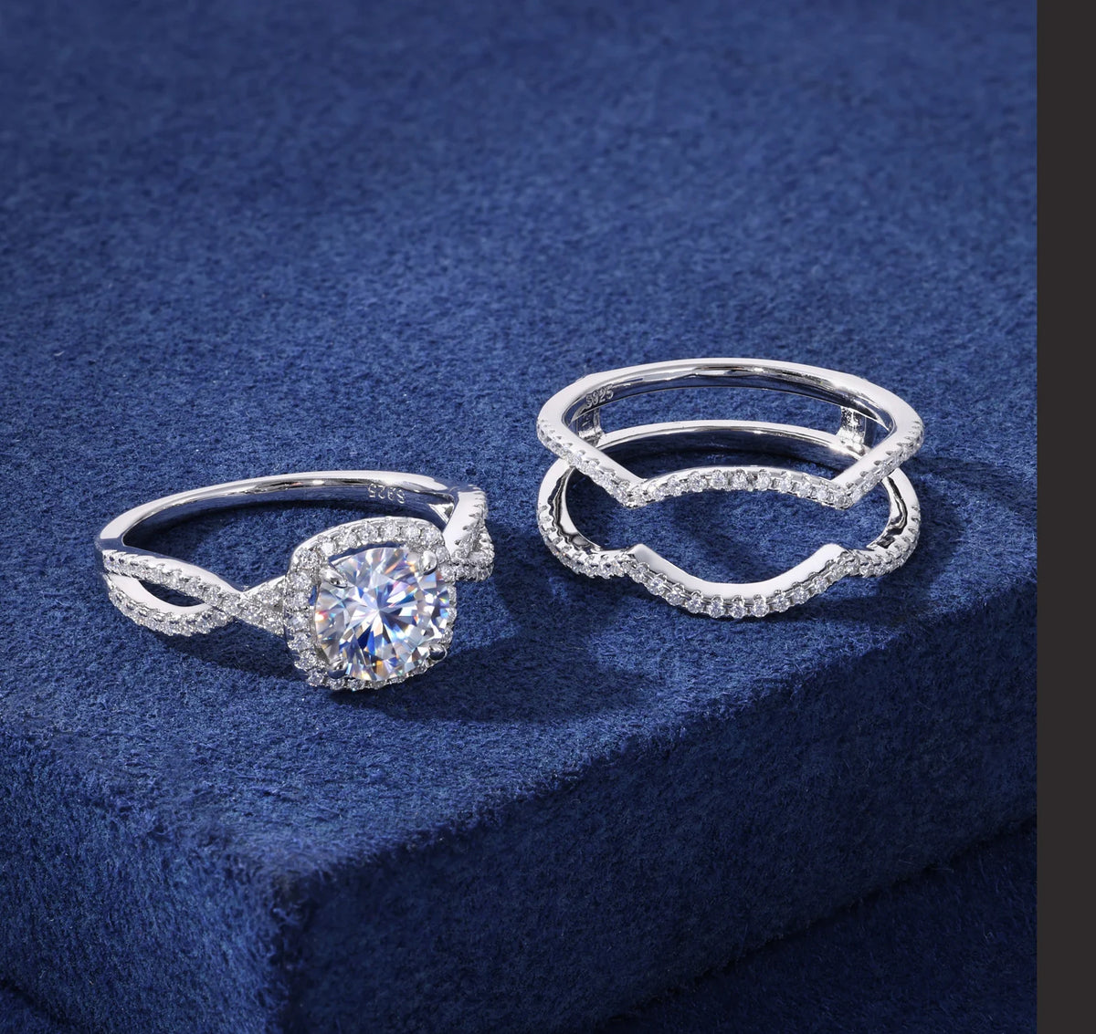 Bow Halo VVS1 Moissanite Engagement Ring | 925 Sterling Silver | GRA Certified | Passes Diamond Tester