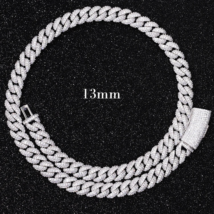 VVS1 Moissanite Cuban Link Chain 13mm–22mm | 925 Sterling Silver | GRA Certified | Passes Diamond Tester