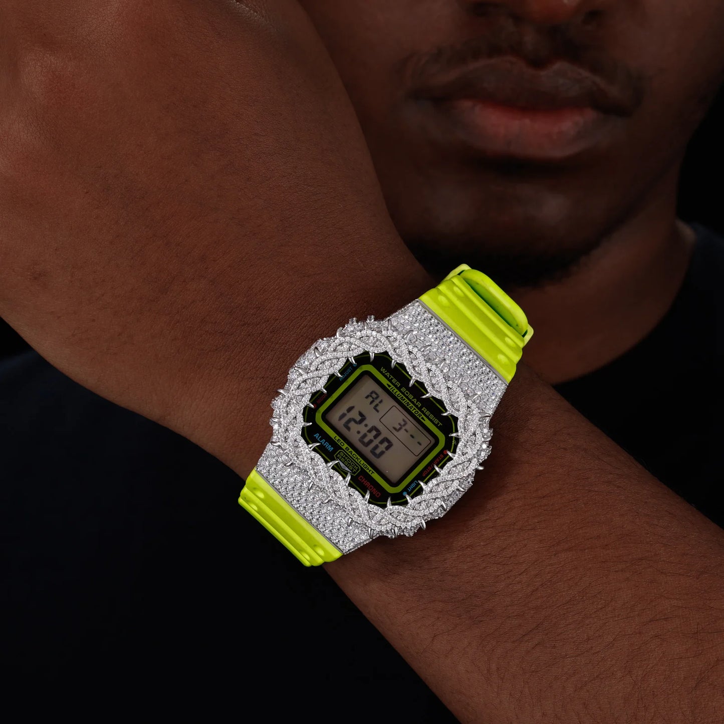 DW5600 Buss Down VVS1 Moissanite Thorns Watch Bezel