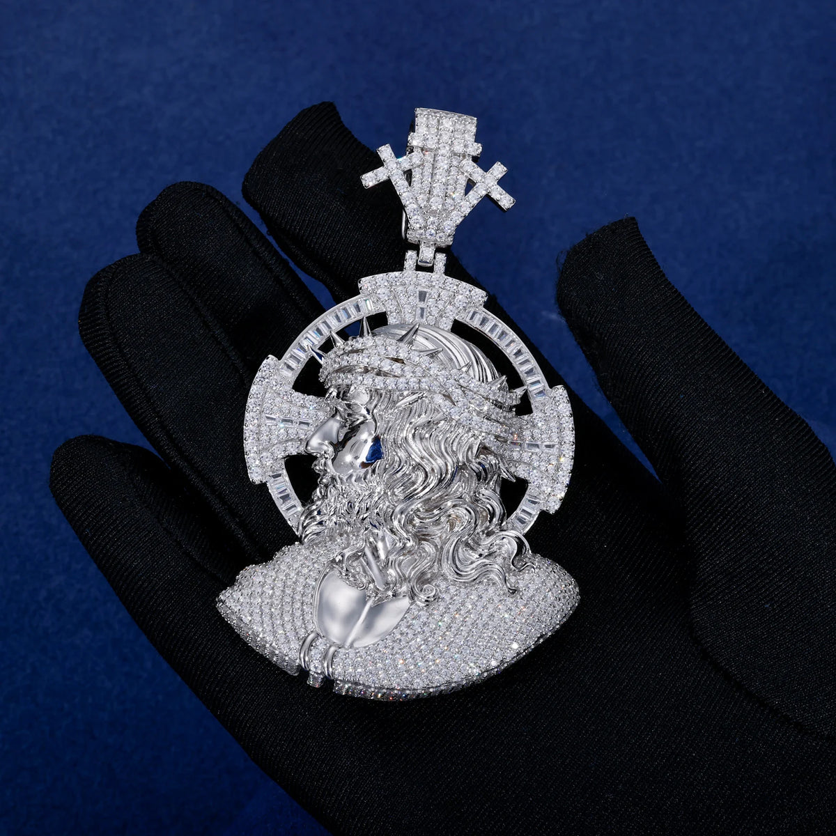 VVS1 Moissanite Holy Light Jesus Piece Pendant | GRA Certified | Passes Diamond Tester