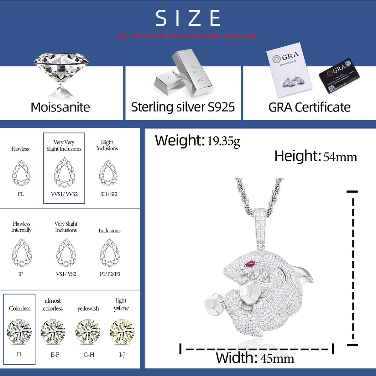 VVS1 Moissanite Iced Out Fitness Pendant | 925 Sterling Silver | GRA Certified | Passes Diamond Tester