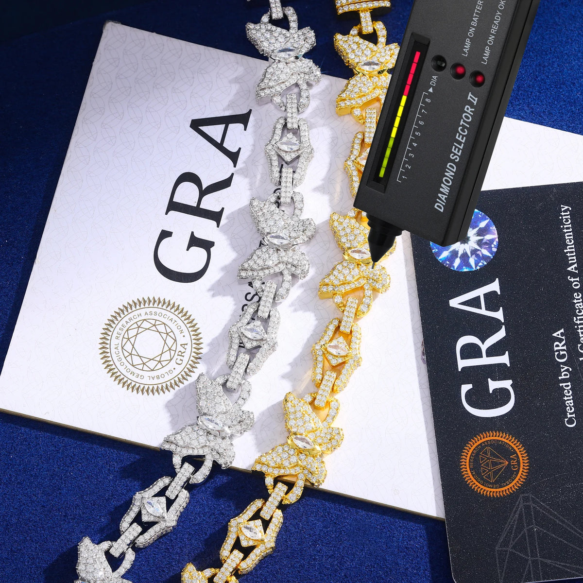 15mm VVS1 Moissanite Butterfly Link Chain Bracelet | 925 Sterling Silver | GRA Certified | Passes Diamond Tester