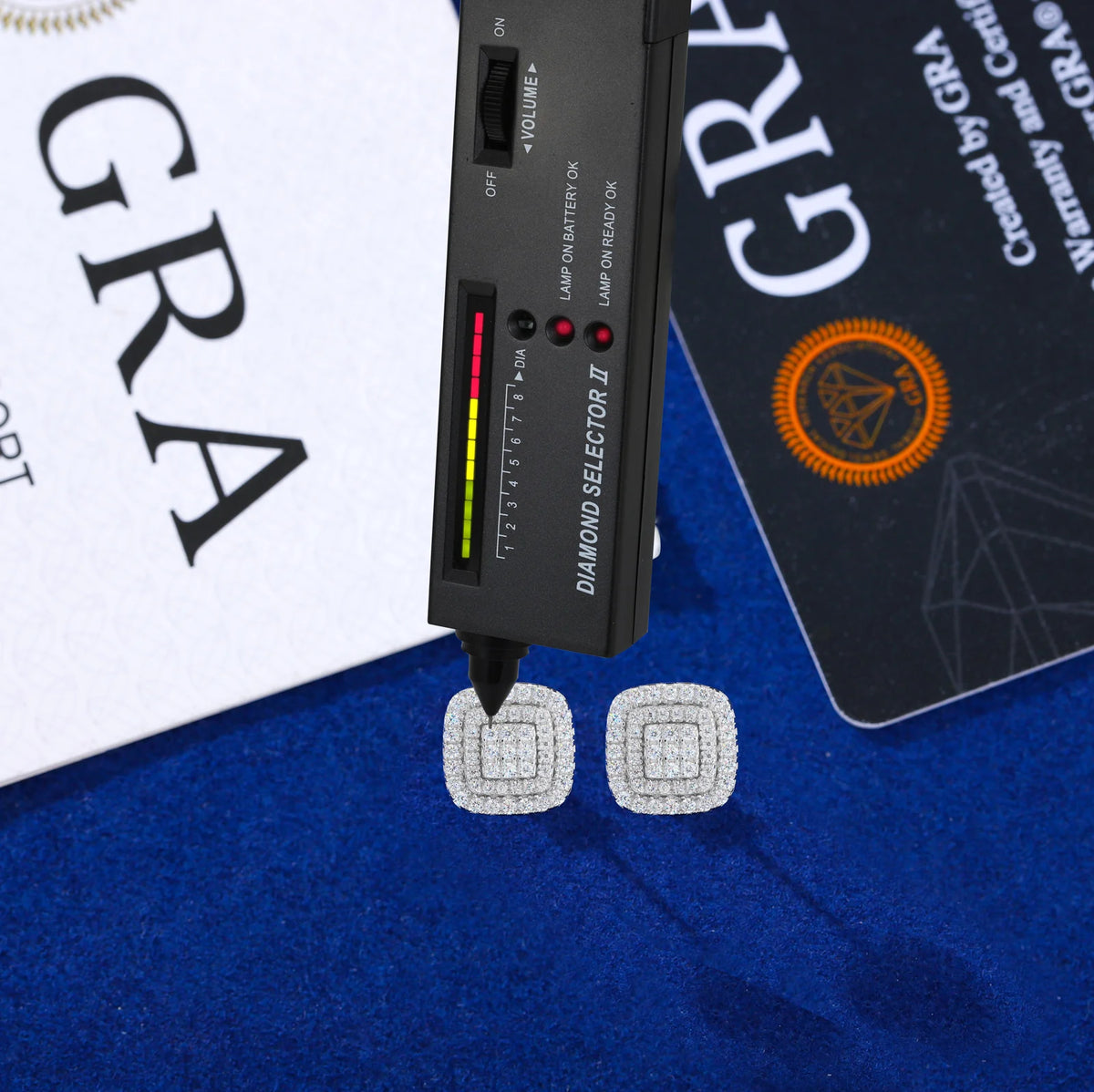 VVS1 Moissanite 3-Layer Square Stud Earrings | 925 Sterling Silver | GRA Certified | Passes Diamond Tester