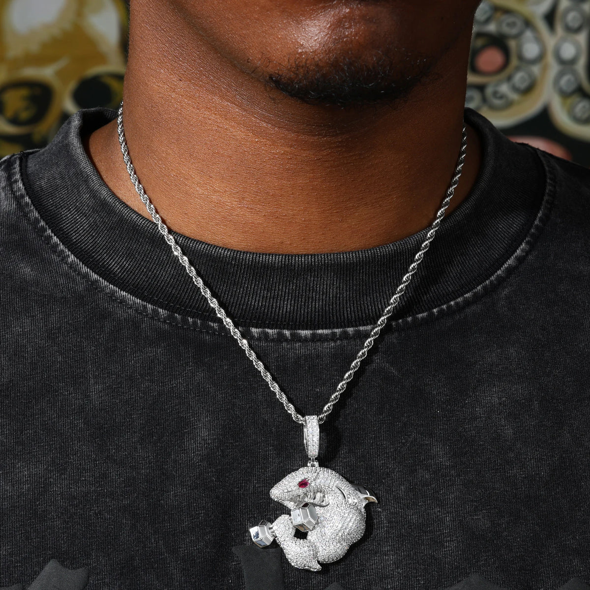 VVS1 Moissanite Iced Out Fitness Pendant | 925 Sterling Silver | GRA Certified | Passes Diamond Tester