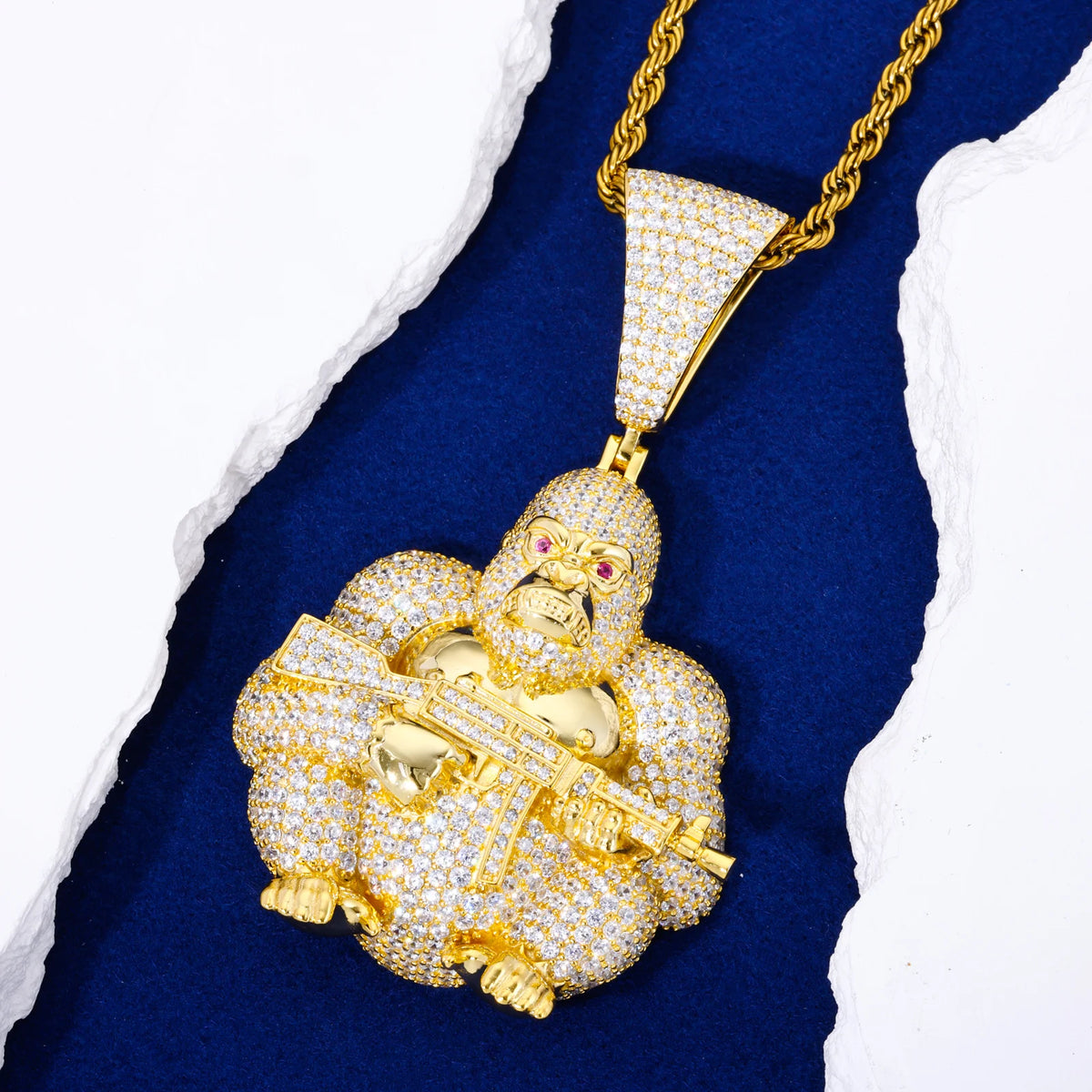 VVS1 Moissanite AK Gorilla Pendant | 925 Sterling Silver | GRA Certified | Passes Diamond Tester