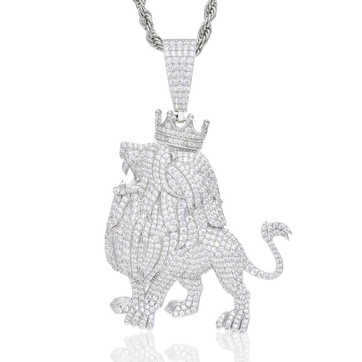 VVS1 Moissanite Roaring Lion King Pendant | GRA Certified | Passes Diamond Tester