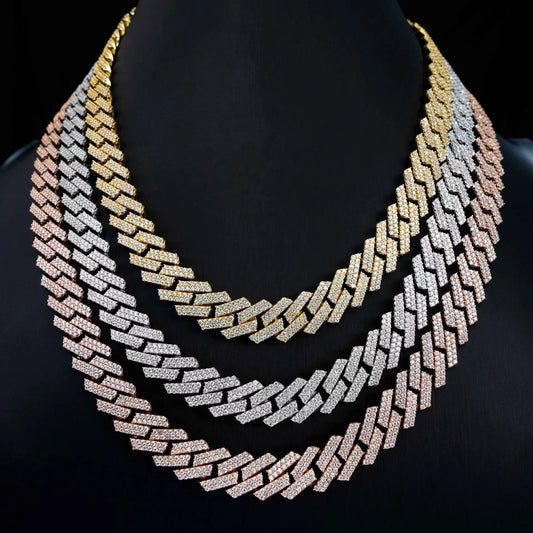 VVS1 Moissanite Cuban Chain Bracelet Necklace 925 Sterling Silver