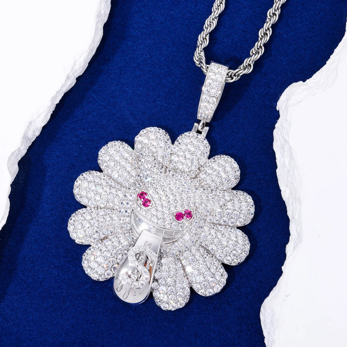 VVS1 Moissanite Devil's Sunflower Pendant | 925 Sterling Silver | GRA Certified | Passes Diamond Tester