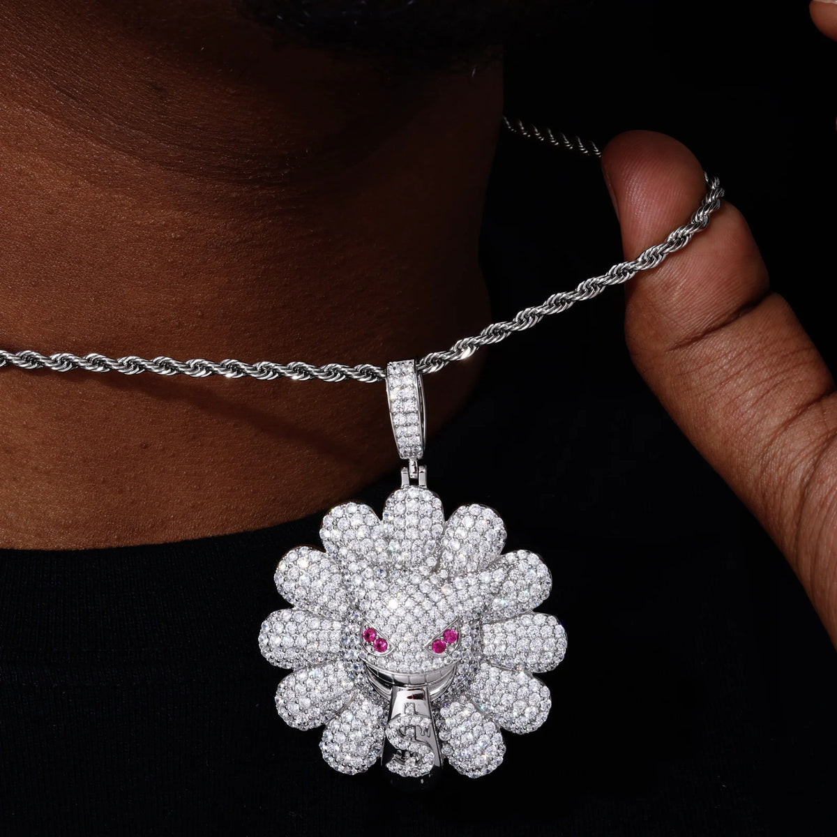 VVS1 Moissanite Devil's Sunflower Pendant | 925 Sterling Silver | GRA Certified | Passes Diamond Tester