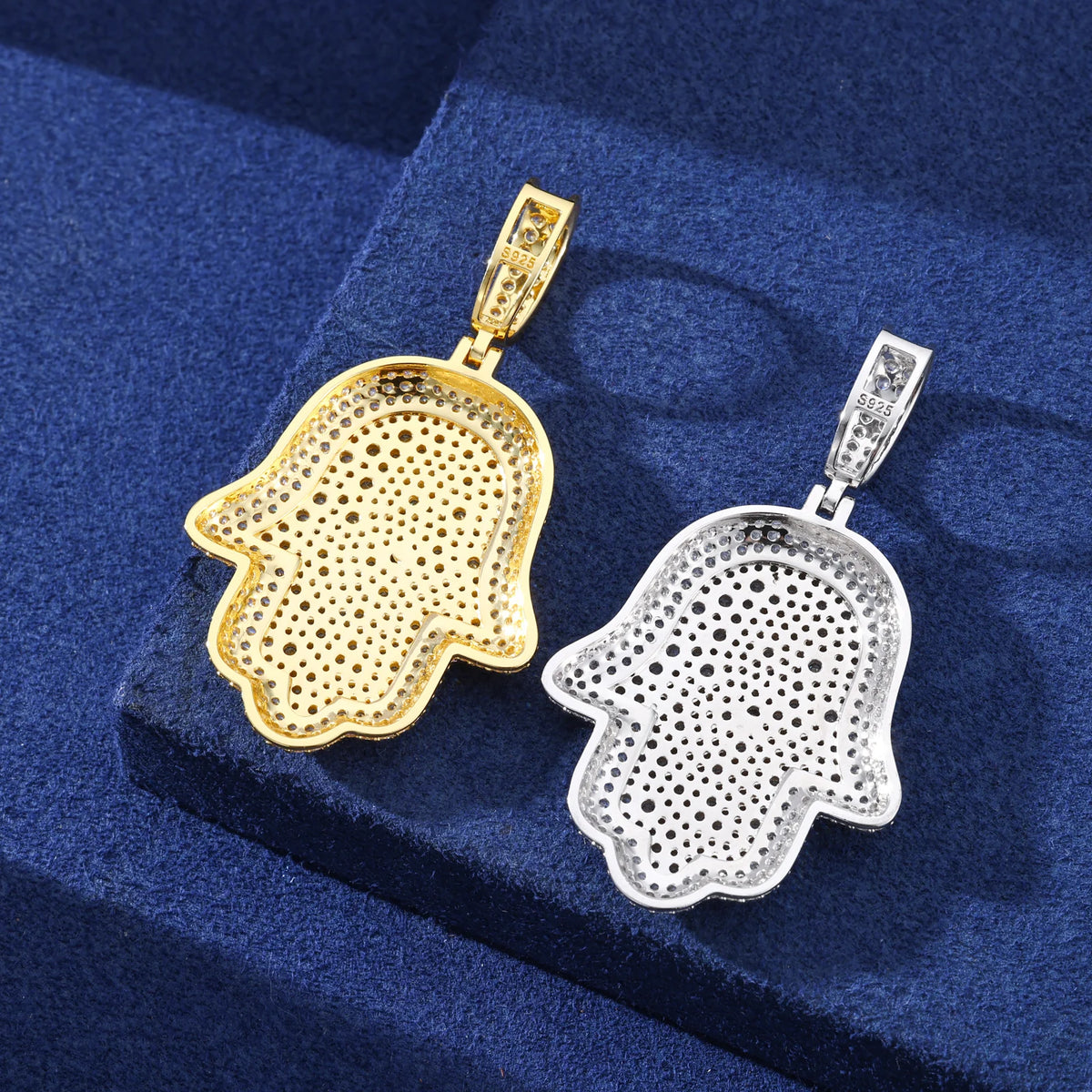 VVS1 Moissanite Hamsa Hand Pendant | 925 Sterling Silver | GRA Certified | Passes Diamond Tester