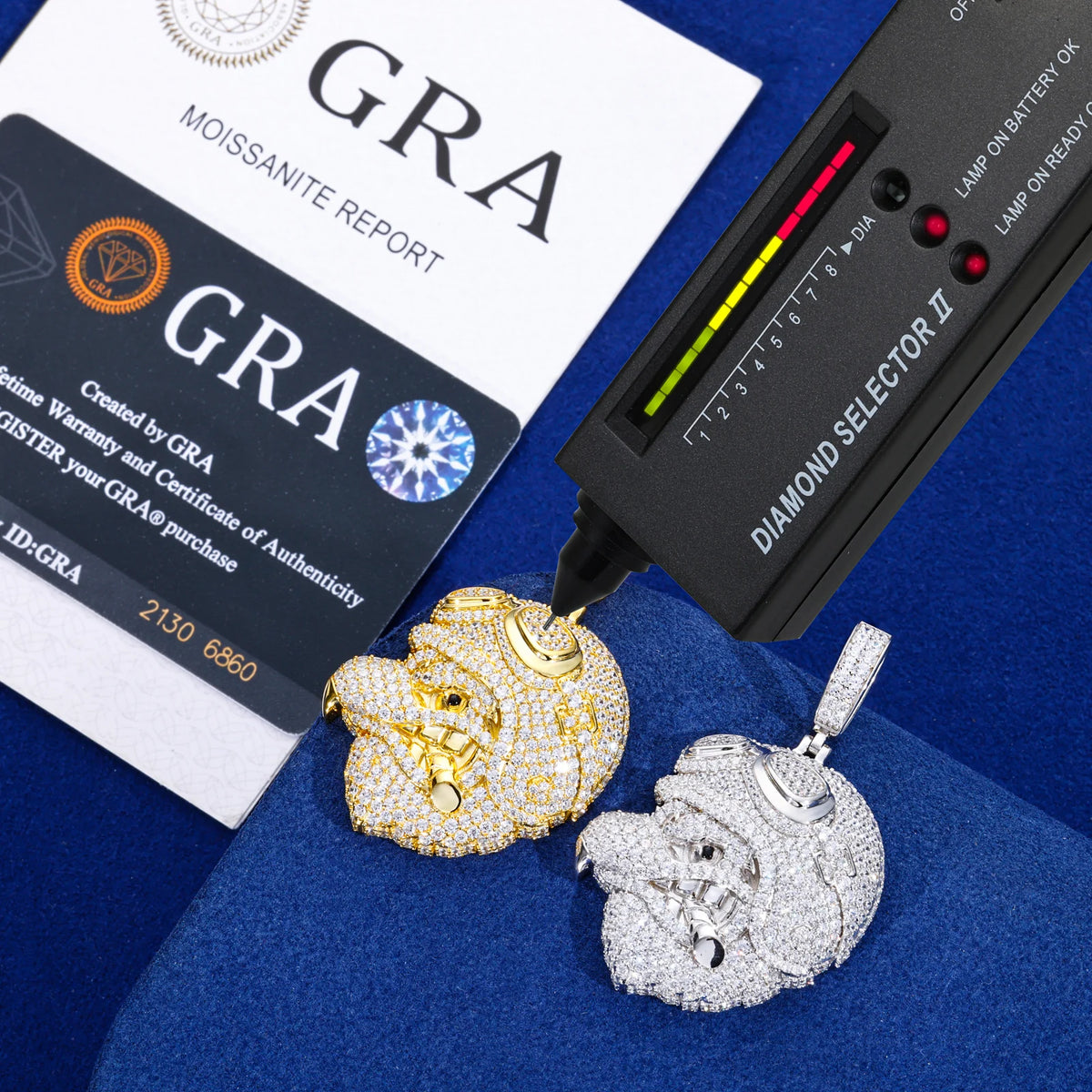 VVS1 Moissanite Ace Pilot Bald Eagle Pendant | 925 Sterling Silver | GRA Certified | Passes Diamond Tester